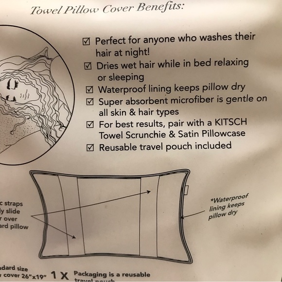 Kitsch Bedding Kitsch Towel Pillow Cover For Your Wet Hairwhite